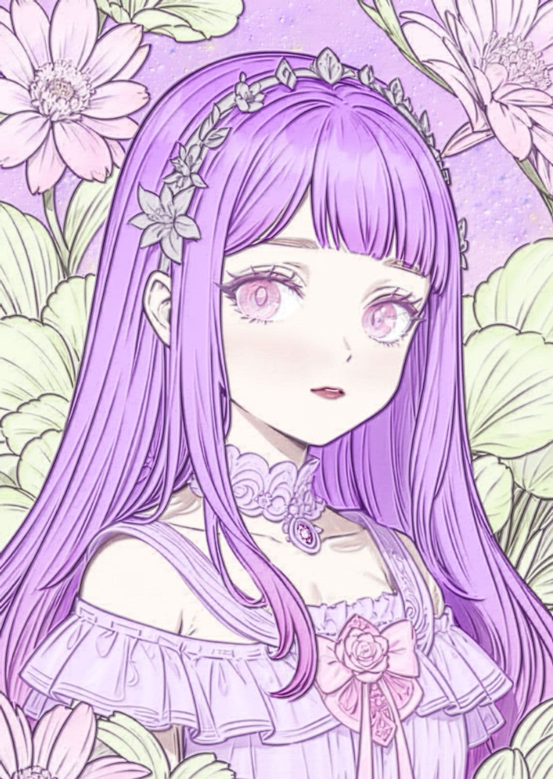 Pixel Art Lavender Flower