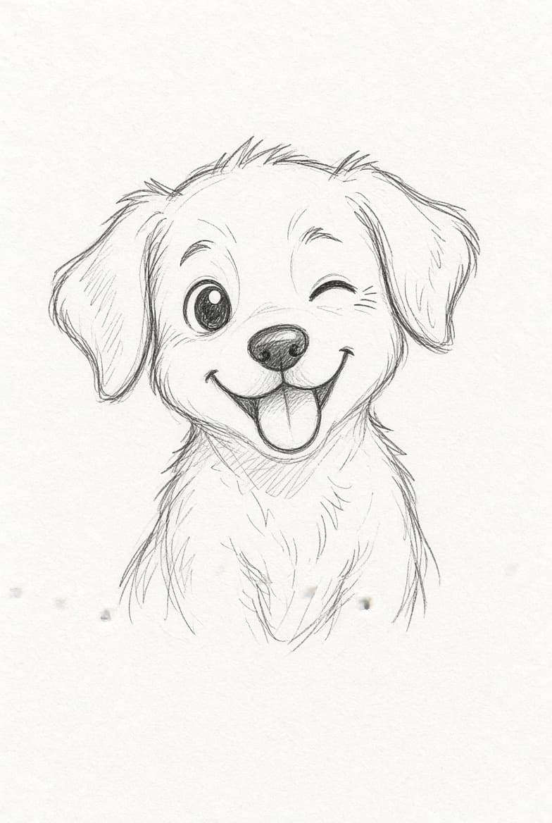 Winking Dog Sketch