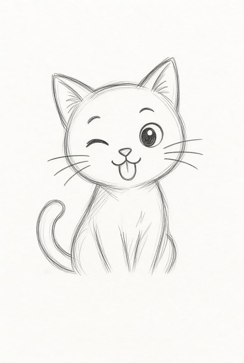 Winking Cat Sketch